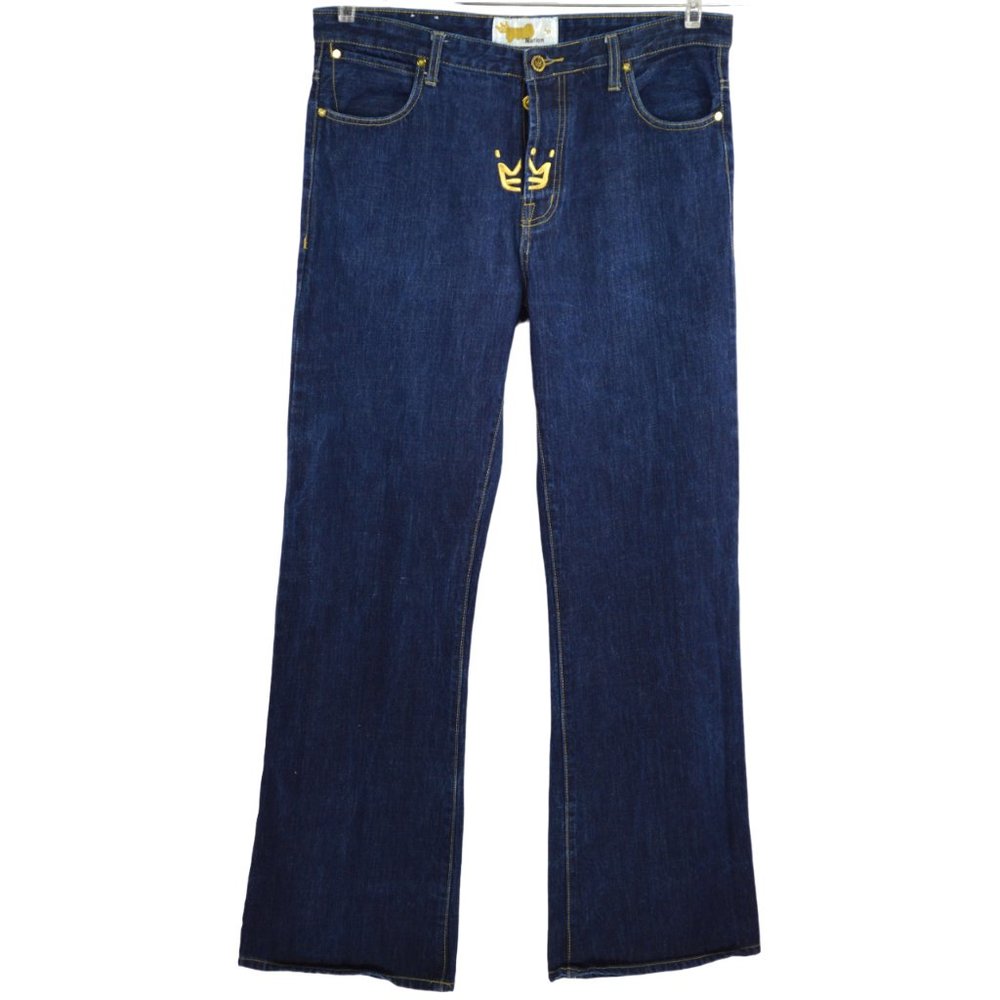 PNB Nation Jeans Size 36 x 33 Straight Leg Boot Cut Dark Wash Button Fly Denim